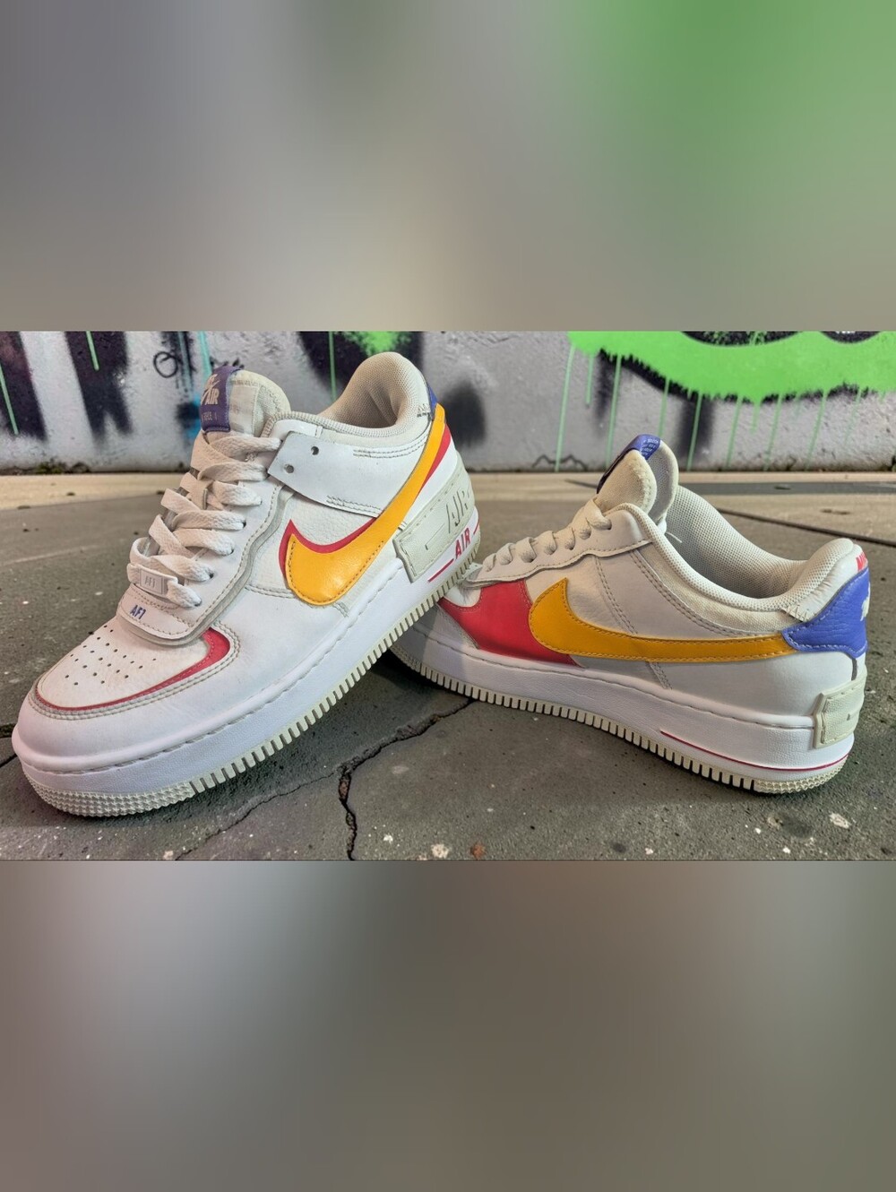 Nike Air Force 1 White Sneakers with Yellow Swoosh